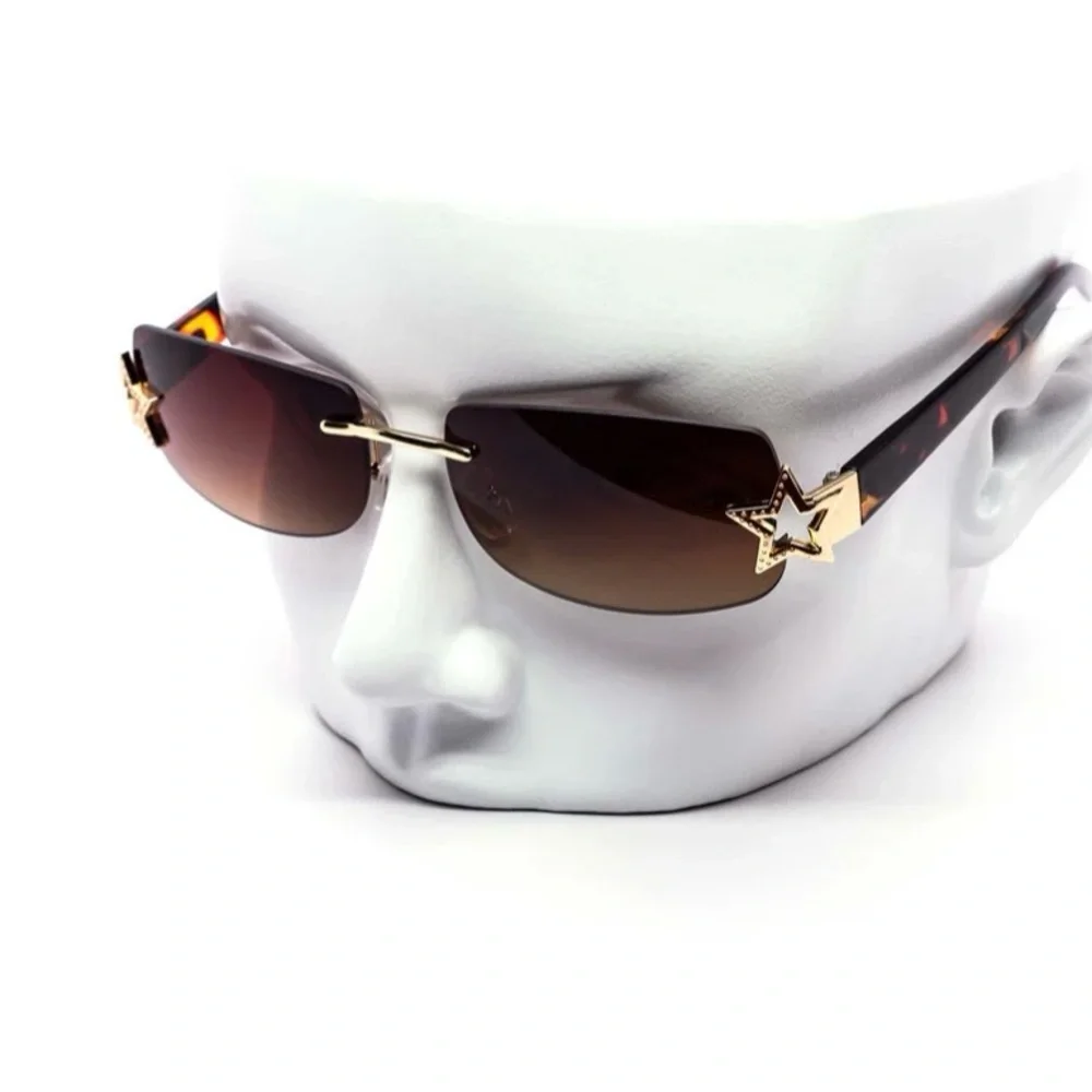 Unisex Y2K Rimless Star Metal Sunglasses